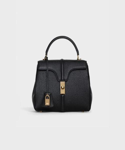 Celine Small 16 Bag In Grained Calfskin Black