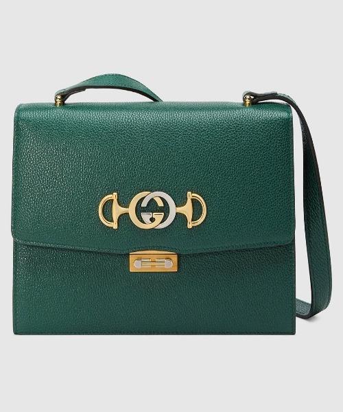 Gucci Zumi Grainy Leather Small Shoulder Bag Dark Green