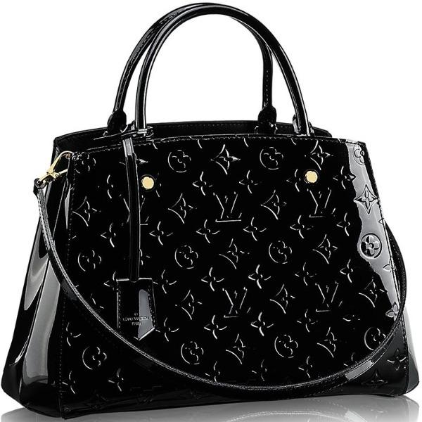 LV Montaigne BB Tote Bag Monogram Vernis Black