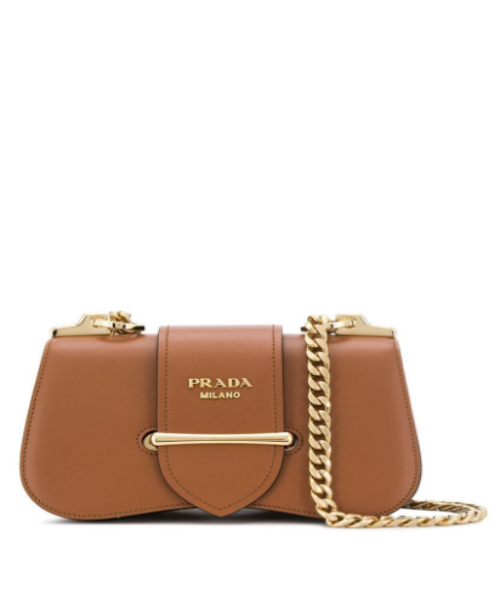 Prada Sidonie Leather Shoulder Bag Brown