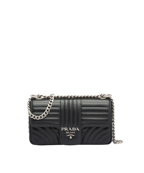 Prada Diagramme Medium Leather Bag Black