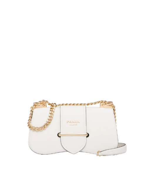 Prada Sidonie Leather Shoulder Bag White