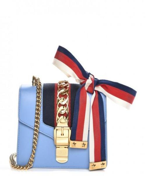 Gucci Sylvie Leather Mini Chain Bag Light Blue