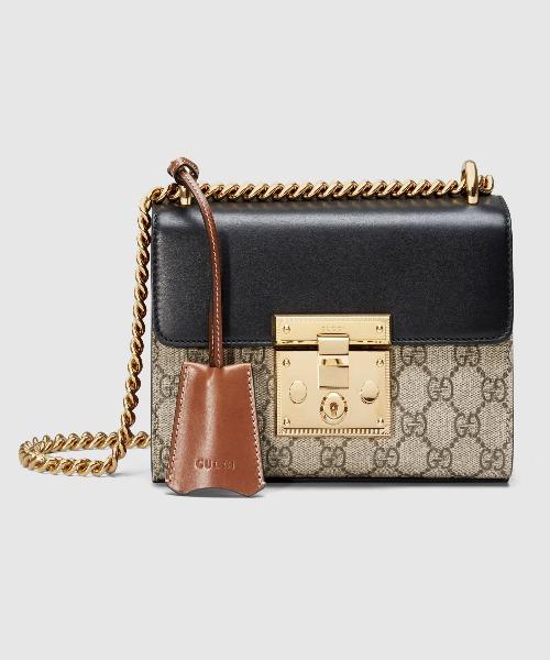 Gucci Padlock Small GG Supreme Canvas Shoulder Bag Black/Brown