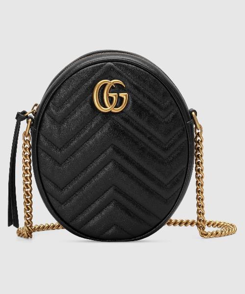 Gucci GG Marmont Mini Round Shoulder Bag Black