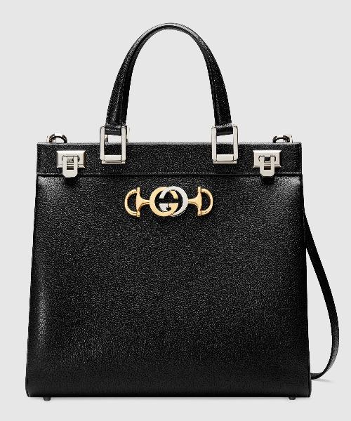 Gucci Zumi Grainy Leather Medium Top Handle Bag Black