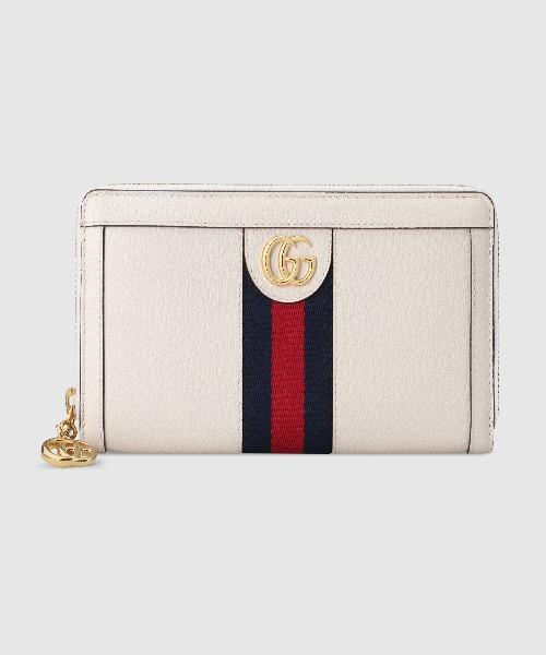 Gucci Ophidia Zip Around Wallet White Leather