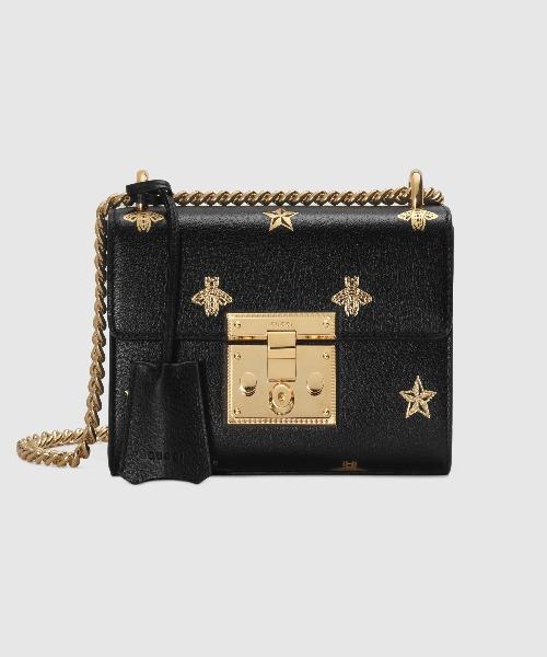 Gucci Padlock Bee Star Small Shoulder Bag Black