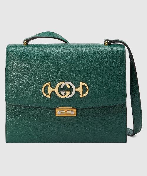 Gucci Zumi Grainy Leather Small Shoulder Bag Green