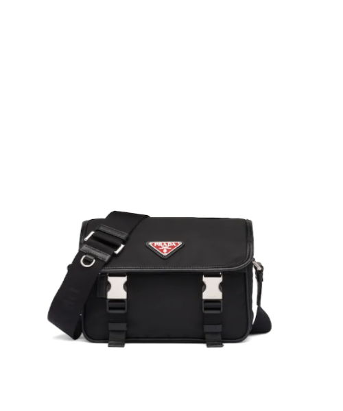Prada Nylon Cross-Body Bag Buckles Black