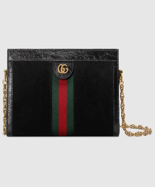 Gucci Ophidia Suede Small Shoulder Bag Black