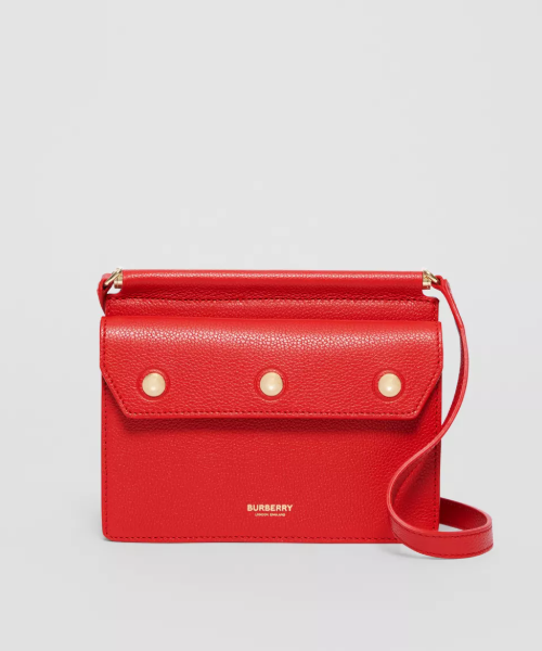 Burberry Small Leather Title Bag With Pocket Detail Red