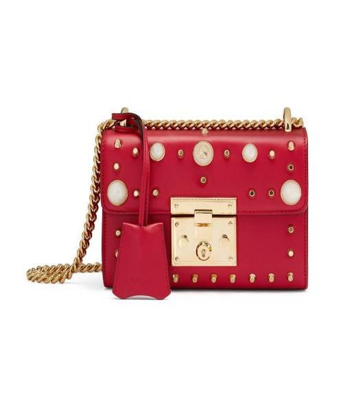 Gucci Padlock Shoulder Bag Red With Pearls