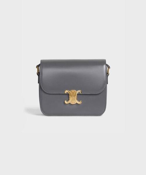 Celine Medium Triomphe Bag In Shiny Calfskin Grey