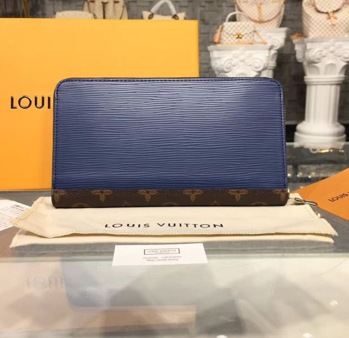 LV Zippy Organizer Epi Leather Blue and Gray