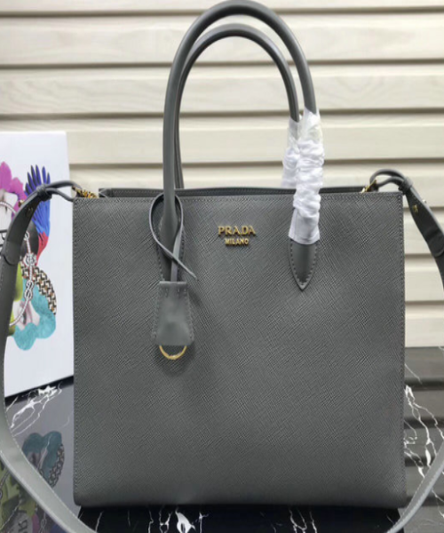 Prada Saffiano Leather Tote Large Gray