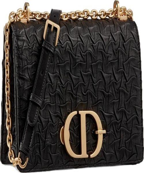 Dior Wavy-Effect 30 Montaigne Bag With Chain Black