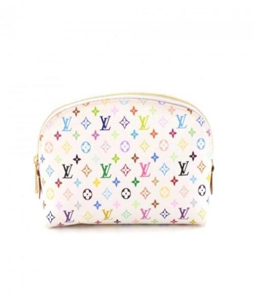 LV Multicolor Cosmetic Pouch GM White