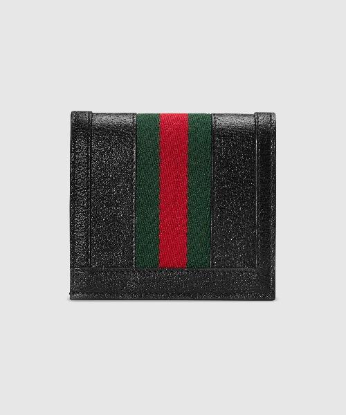 Gucci Ophidia Leather Card Case Wallet Black