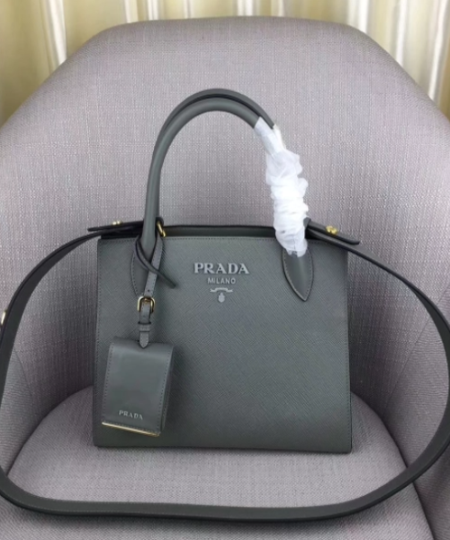 Prada Monochrome Saffiano Leather Bag Grey