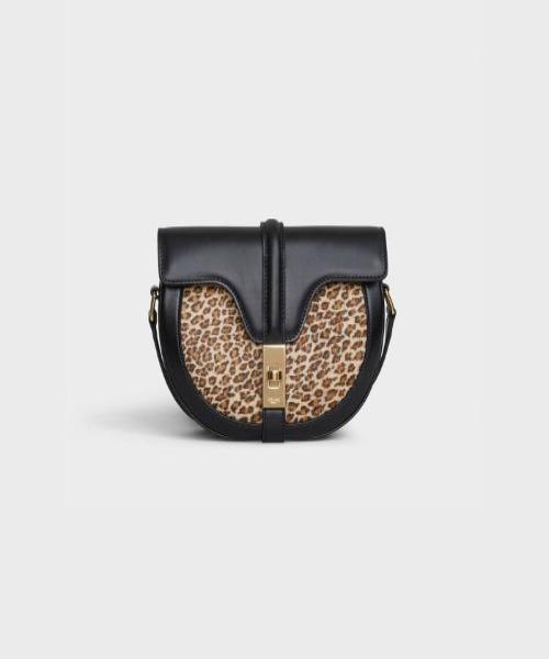 Celine Small Besace 16 Bag In Pony Calfskin With Leopard Print