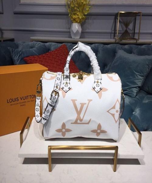 LV Speedy Bandouliere 30 Monogram Geant White