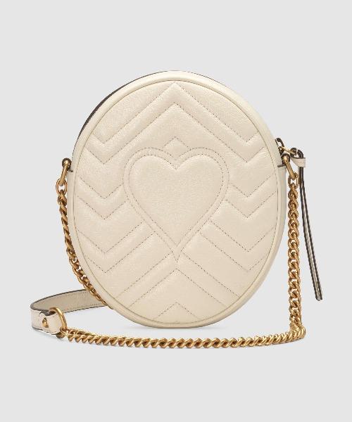 Gucci GG Marmont Mini Round Shoulder Bag White
