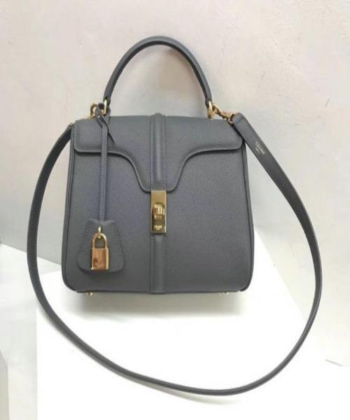 Celine Small 16 Bag In Grained Calfskin Medium Grey