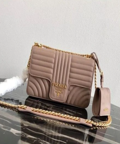 Prada Diagramme Medium Leather Bag Magnolia