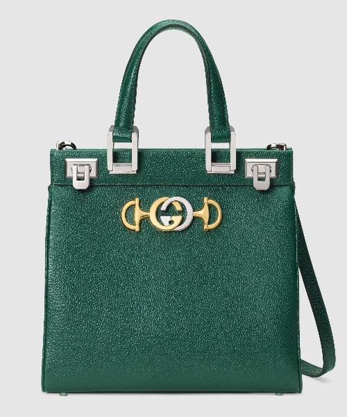Gucci Zumi Grainy Leather Small Top Handle Bag Dark Green