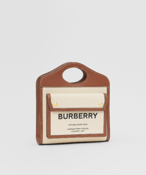 Burberry Mini Two-Tone Canvas And Leather Pocket Bag Brown