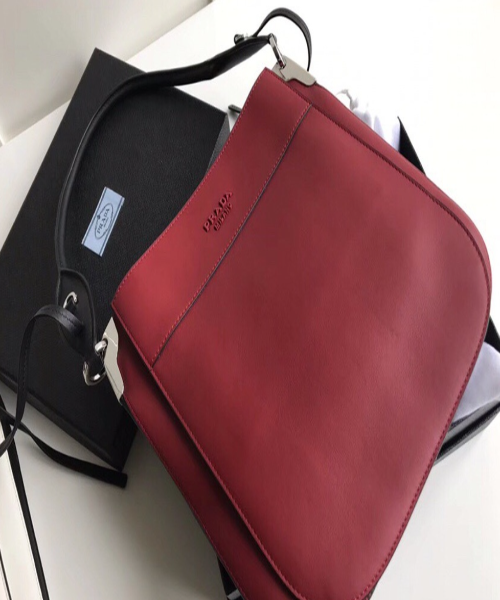 Prada Margit Leather Shoulder Bag Red