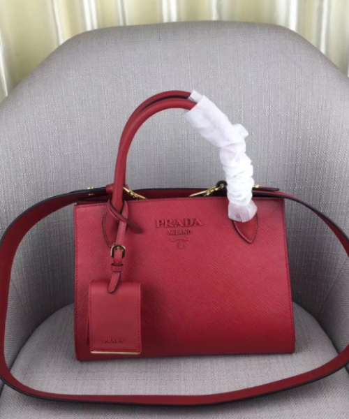 Prada Monochrome Saffiano Leather Bag Red