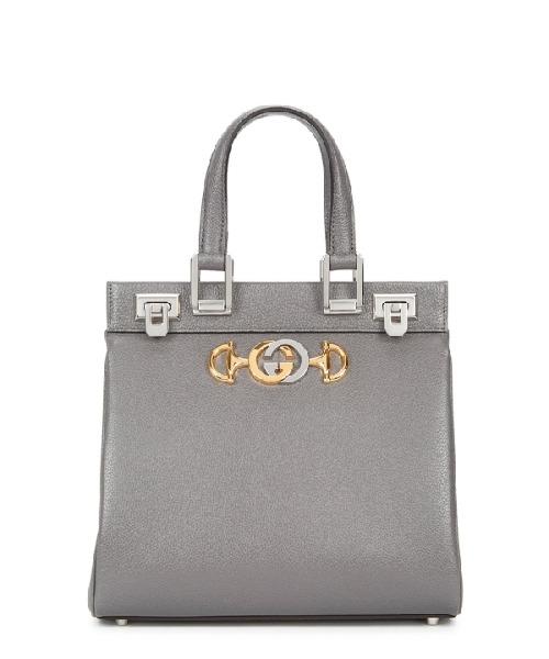 Gucci Zumi Grainy Leather Medium Top Handle Bag Dusty Gray