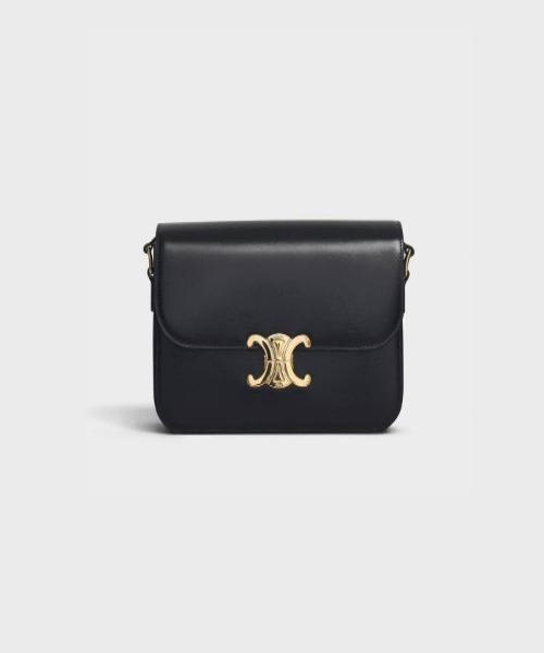 Celine Medium Triomphe Bag In Shiny Calfskin Black