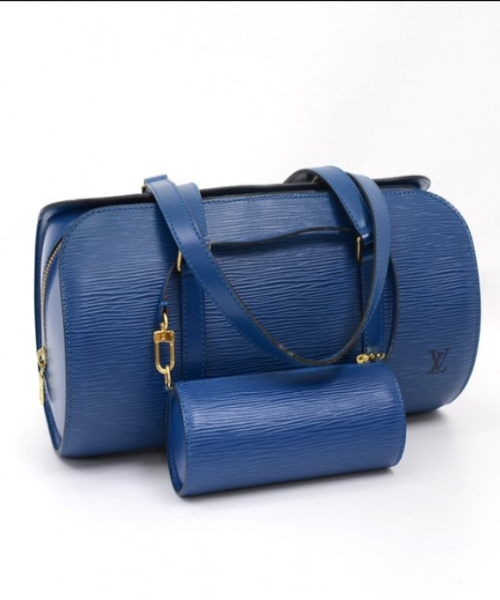 LV Soufflot Bag Black Epi Leather Blue