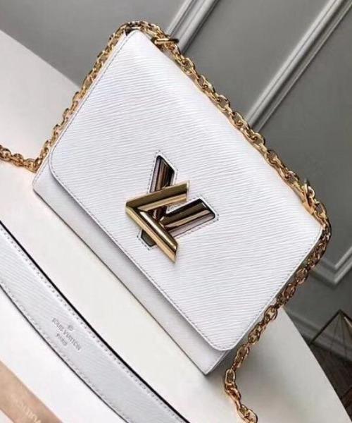 LV Twist MM Epi Leather White Gold-Colored Lock