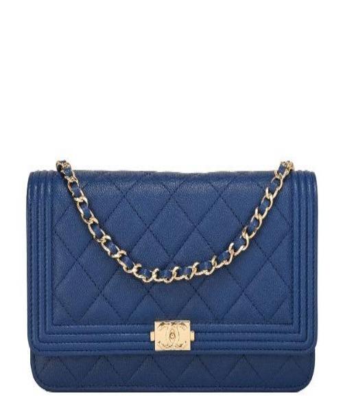 Chanel Le Boy Wallet On Chain – WOC Dark Blue Caviar Gold-Toned