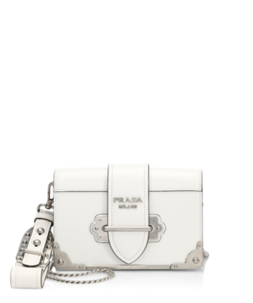 Prada Cahier Calf Leather Bag Light Green