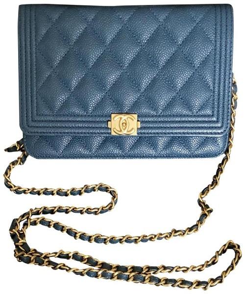 Chanel Le Boy Wallet On Chain – WOC Dark Blue Caviar Gold-Toned