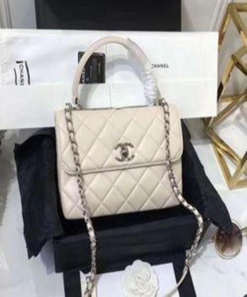 Chanel Flap Bag With Top Handle White