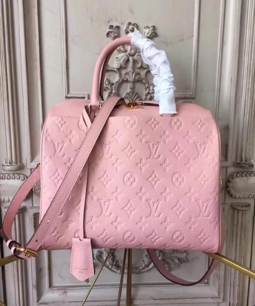 LV Speedy Bandouliere 30 Monogram Empreinte Leather Rose Poudre