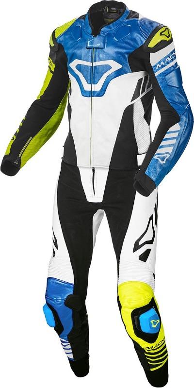Men Macna Tracktix Two Piece Perforated Motorcycle Leather Suit