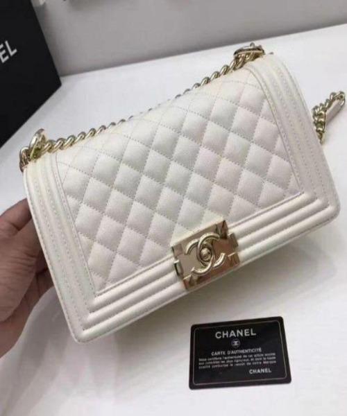 Chanel Boy Medium Handbag White