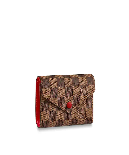 LV Victorine Wallet Damier Ebene Cerise Red