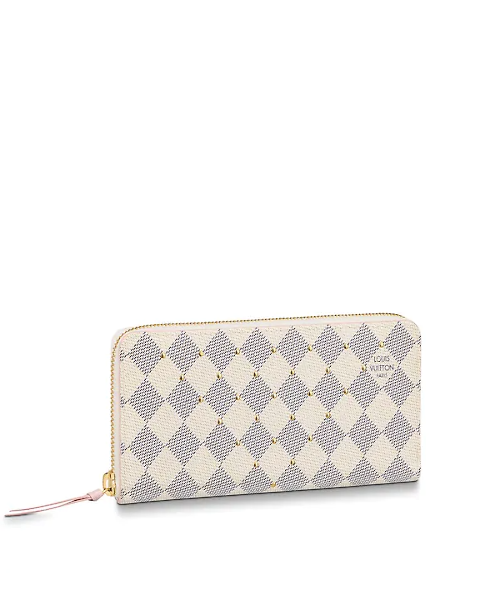 LV Clemence Wallet Damier Azur Canvas Rose Ballerine
