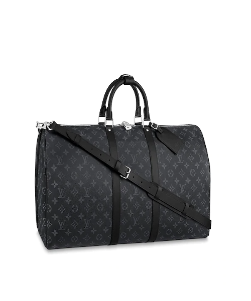 LV Keepall 55 Bandouliere Duffel Bag Monogram Eclipse Canvas