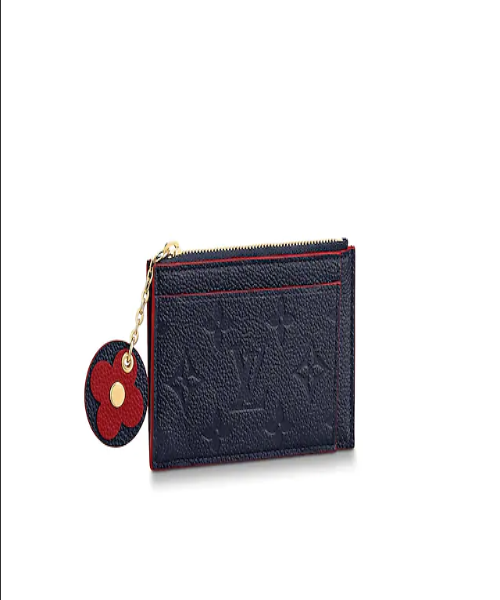 LV Zipped Card Holder Monogram Navy Red