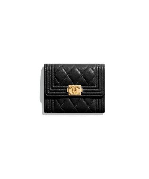 Chanel Boy Chanel Flap Card Holder Black