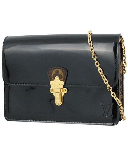 LV Cherrywood Chain Wallet Patent Leather Monogram Noir